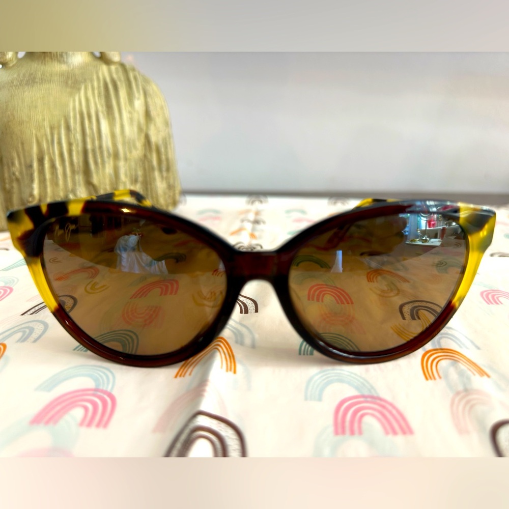 🕶️Maui Jim SUNSHINE tortoise framed brown polarized cat eye sunglasses MJ725-62